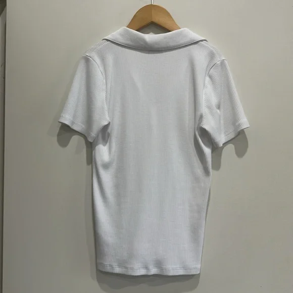 J crew White ribbed polo tee - Picture 6 of 8